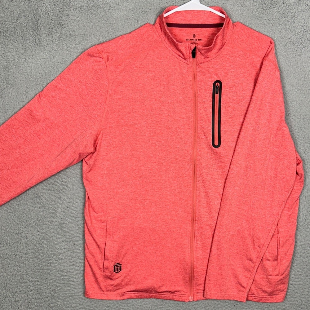 Greatness Wins Jacket Mens XL Coral Pink Fox Sports Full Zip Performance Stretch